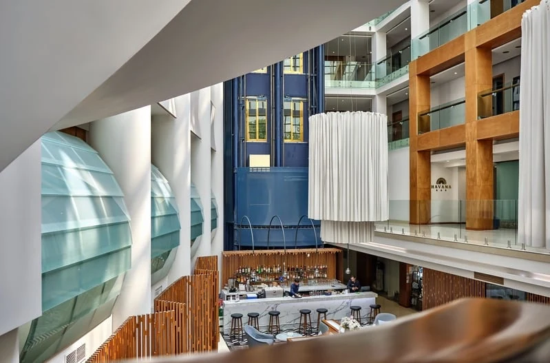 Geometric atrium filled with daylight